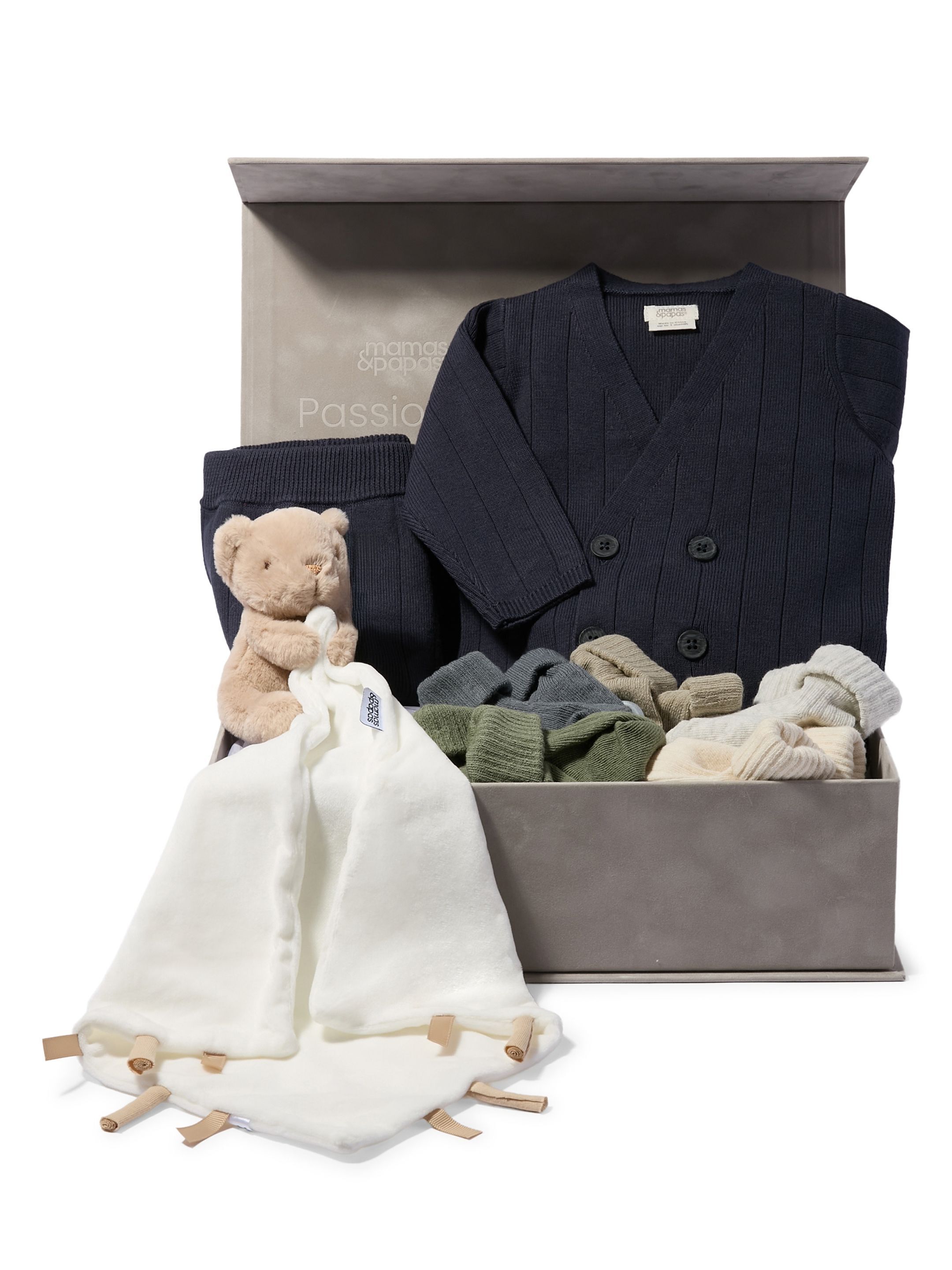 2-Piece Wrap Knit Set Baby Gift Set with Socks & Bear Comforter image number 1